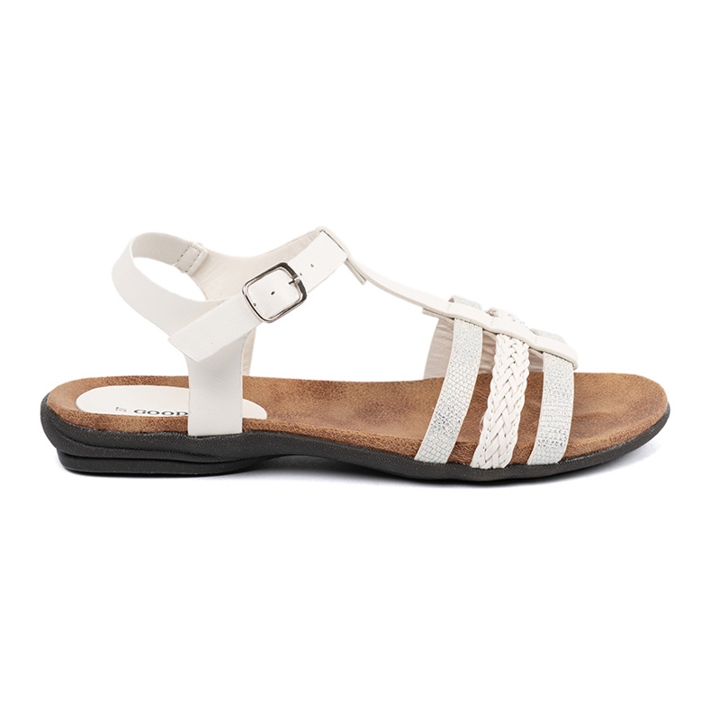 Goodin White women's sandals with decorated stripes