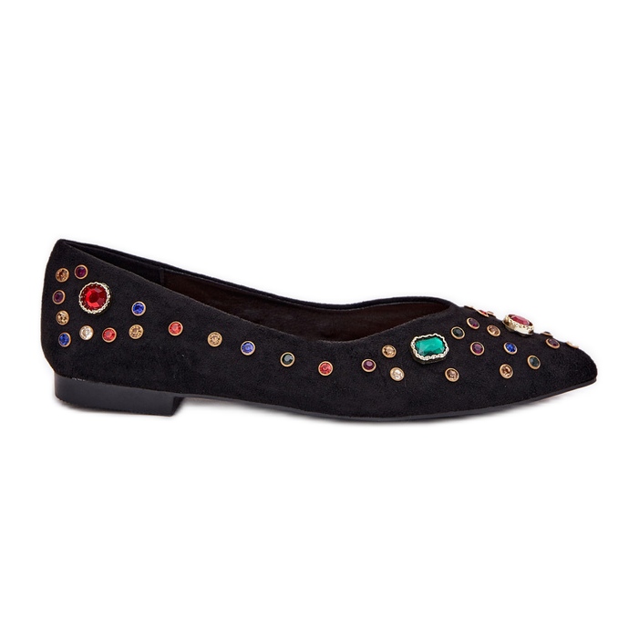 Women's ballerinas decorated with black crystals Women's ballerinas decorated with black crystals