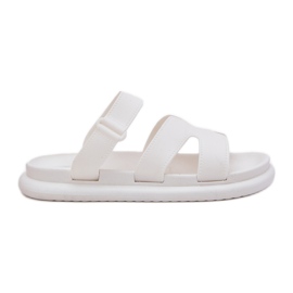 Women's rubber slippers with a white belt