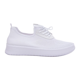 Material Slocked Sports Shoes on Women's White Platform