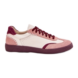 Women's leather sneakers zazoo n1202 pink