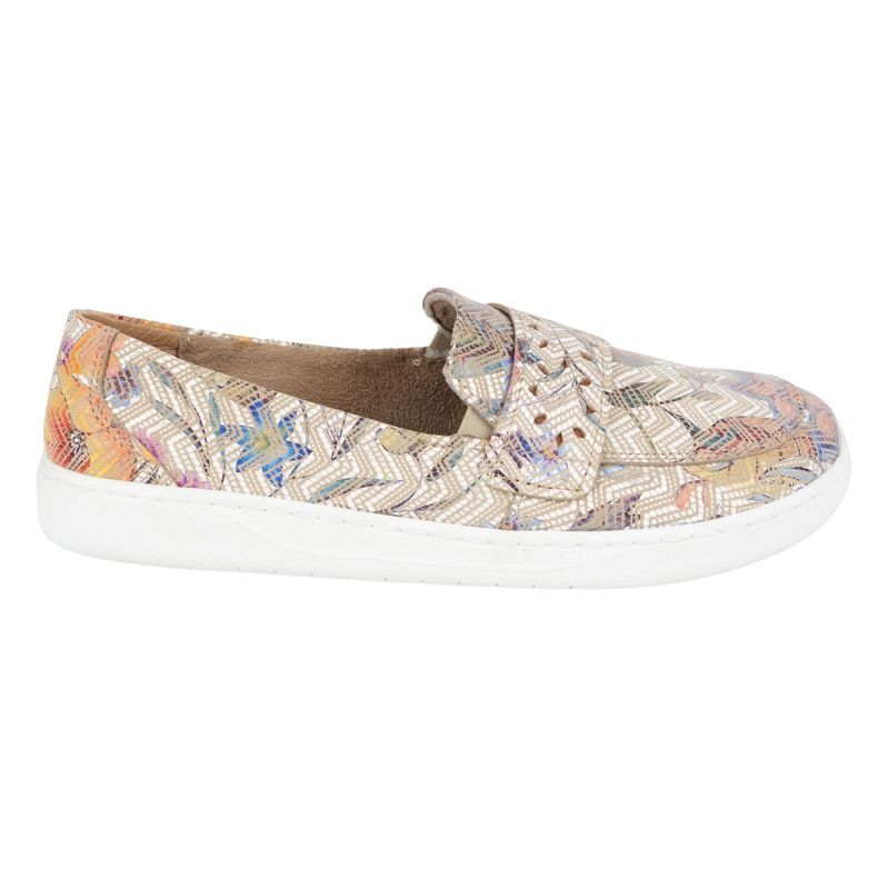 Olivier Women's Barefoot Inga loafers with a wide front Polish beige flowers Olivier Women's Barefoot Inga loafers with a wide front Polish beige flowers
