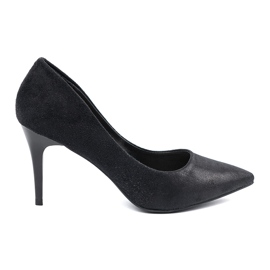 Black suede pumps on a stiletto heel