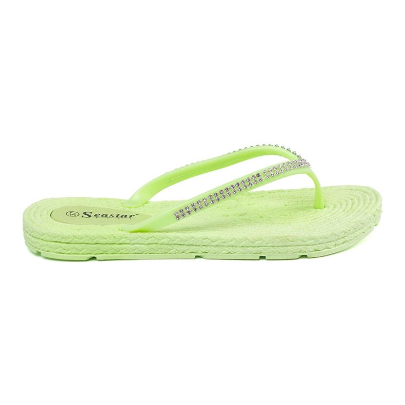 Seastar Green flip -flops with zircons