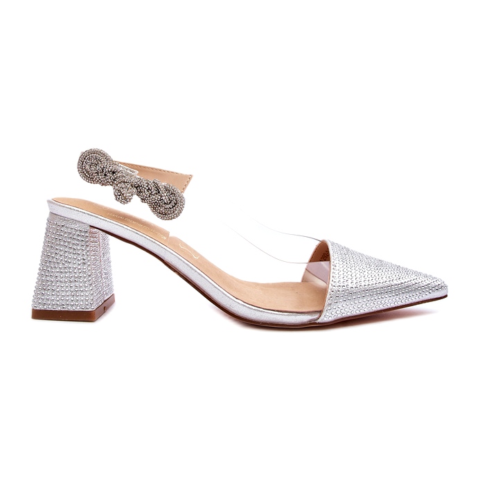 S. BARSKI Elegant women's pumps in Mr91292-1 Silver with zircons