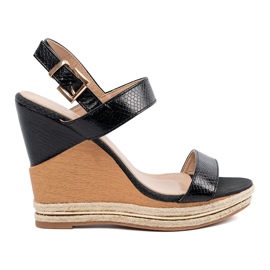 Shelvt High wedge sandals black Shelvt High wedge sandals black