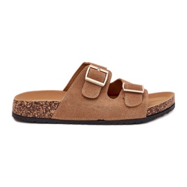 Boto Women's flip flops with golden clamps and light brown luner Boto Women's flip flops with golden clamps and light brown luner