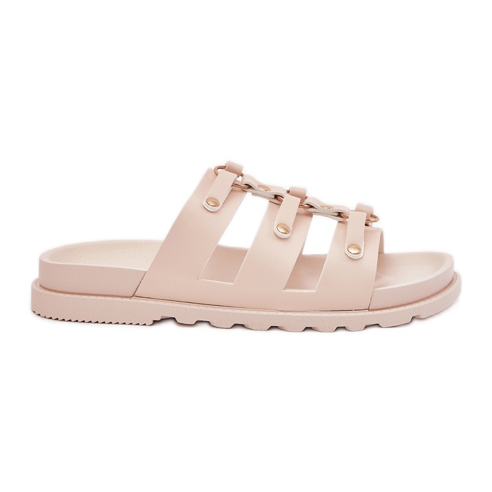 Boto Women's flip flops with stripes light beige Pasiriela