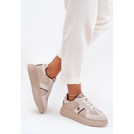 Women's leather sneakers on the Big Star platform by Daniel Lopez SS2D4003 beige
