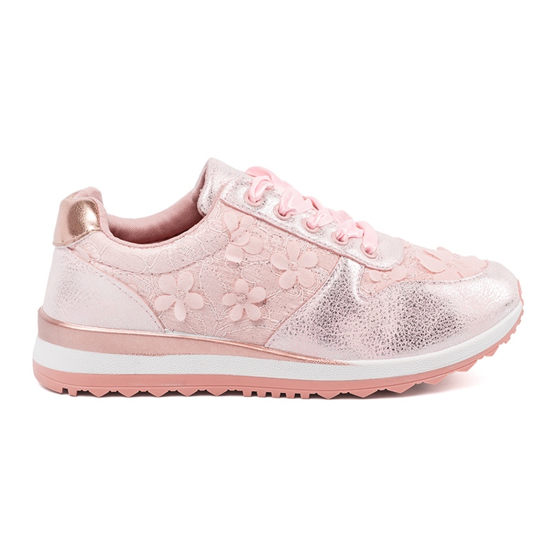 Shelvt Pink sneakers with a floral motif