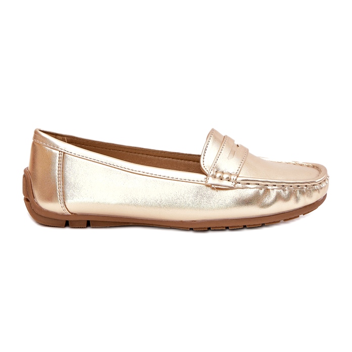 Women's Eco-leather golden loafers