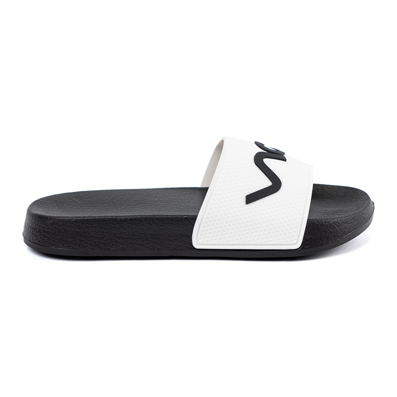 Shelvt White and white flip flops with the inscription