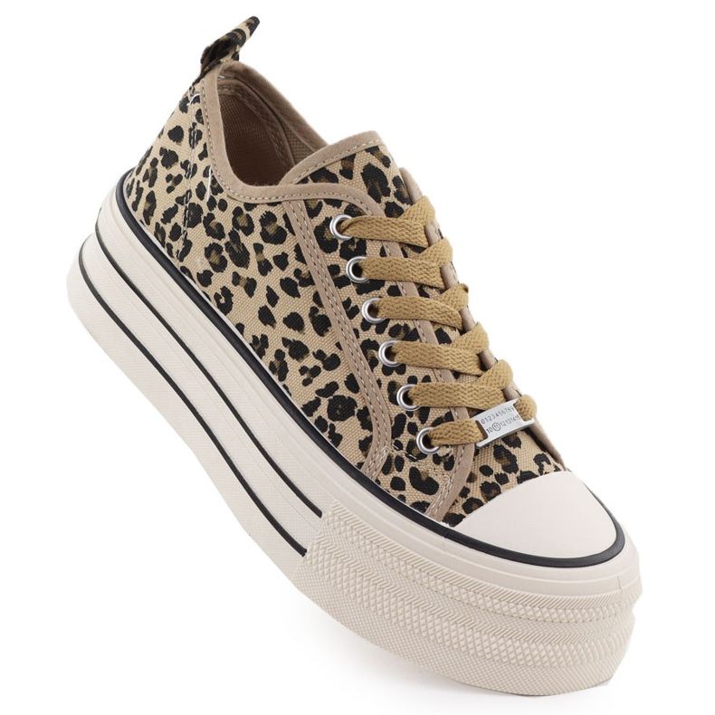 Low sneakers on a leopard platform beige news 9157