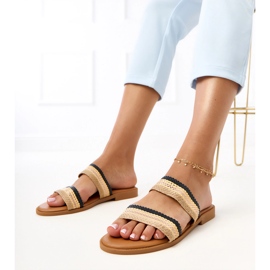 Black women's slippers with braided rios stripes