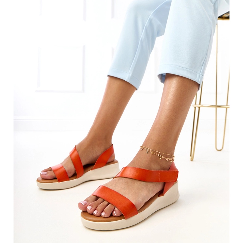 Orange sandals on a low wedge Verkado Orange sandals on a low wedge Verkado