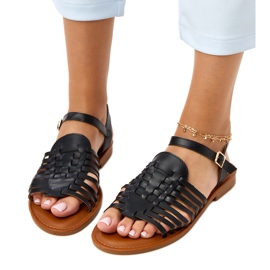 Black Sandals Roman Flat Everlay