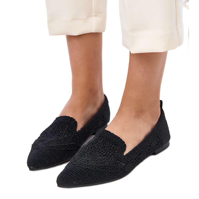 Black openwork women's ballerinas Gerania