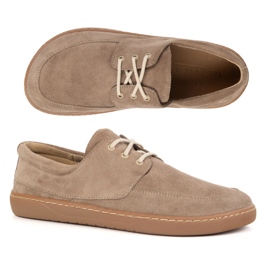 Olivier Women's moccasins Barefoot 0797W - Polish lace -up leather shoes beige