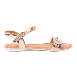 Shelvt Women's pink gold sandals