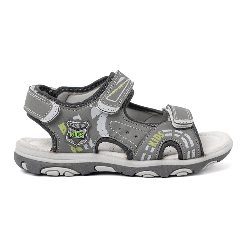 Shelvt Boys' gray Velcro sandals grey