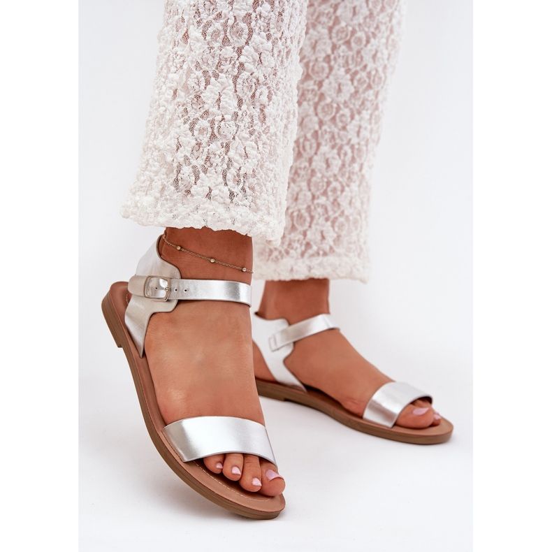 Boto Flat heel sandals eco leather silver kivara