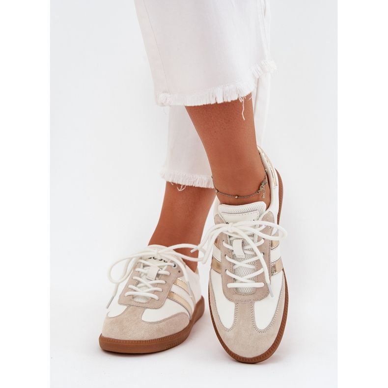 Boto Low leather women's white and golden sneakers ISmina