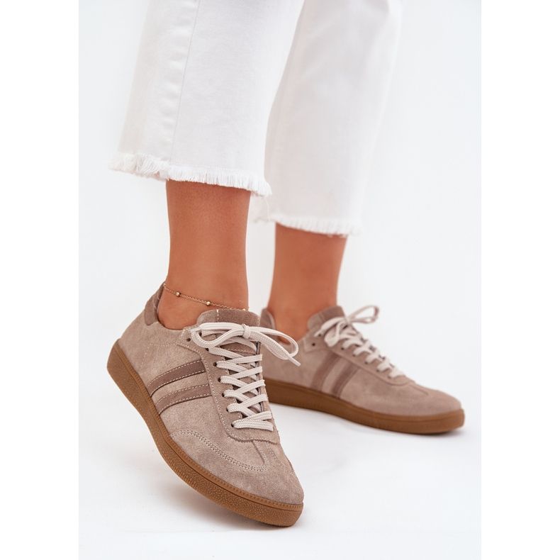 Zazoo n1068 suede low women's dark sneakers beige Zazoo n1068 suede low women's dark sneakers beige