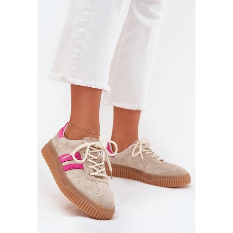 Boto Women's suede sneakers on the beige-pink Cavira platform