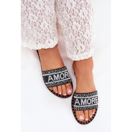 Boto Flat -heeled women's flip flops with AVELINA AVELINA decoration black
