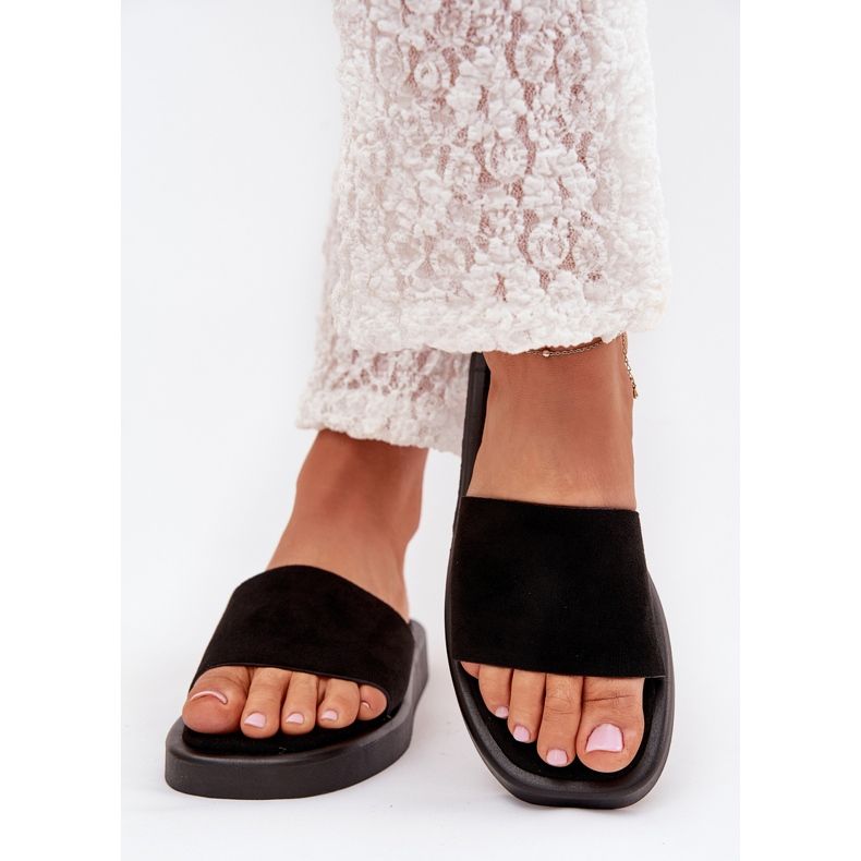 Boto Women's slippers on the platform with eco suede black jorina