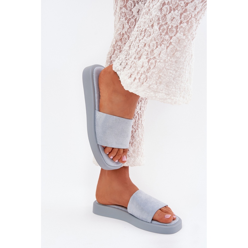 Boto Women's slippers on the platform with eco suede light blue jorina