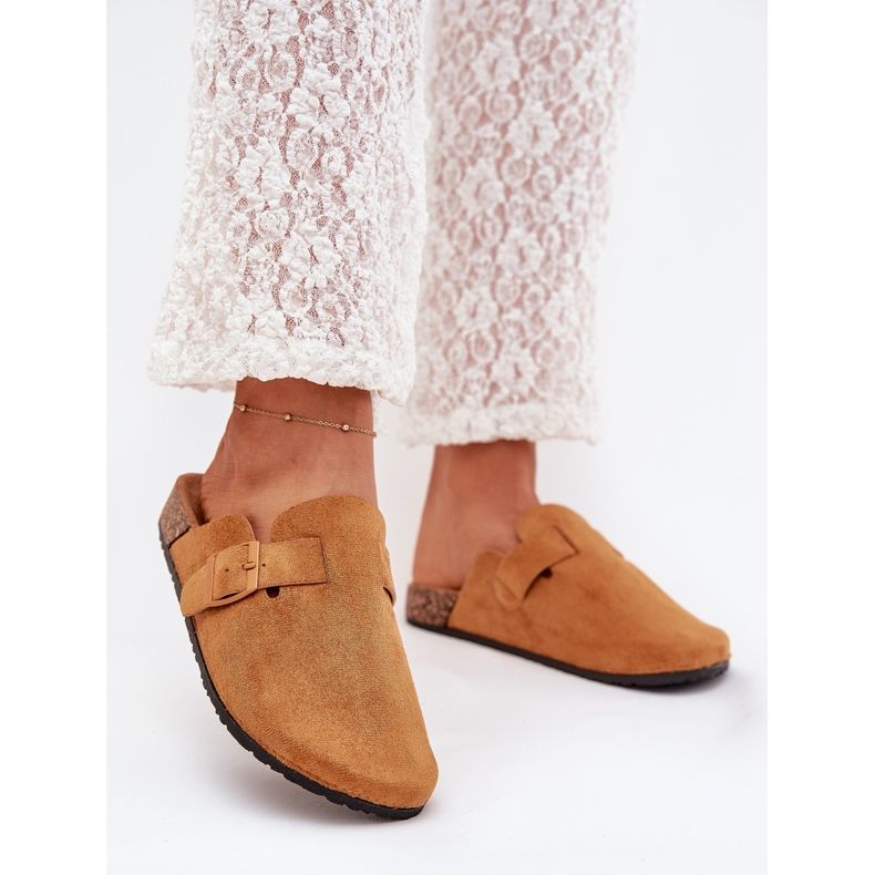 Boto Slippers women's and a cork platform with Camel Klarae buckle brown