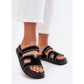 Boto Women's flip flops with decoration on the platform Black Dlyna Boto Women's flip flops with decoration on the platform Black Dlyna