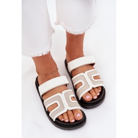 Boto Women's flip flops on the platform with Velcro Kovira white Boto Women's flip flops on the platform with Velcro Kovira white