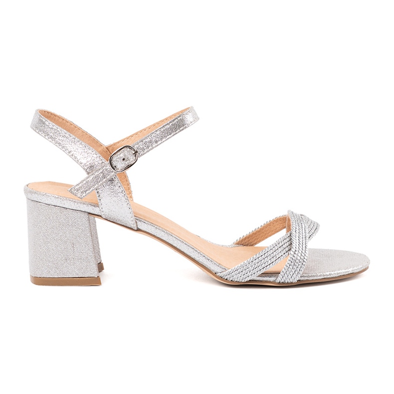 Shelvt Sandals with low -heeled silver