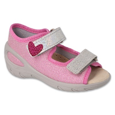Befado children's sandals 063P003 pink with a heart