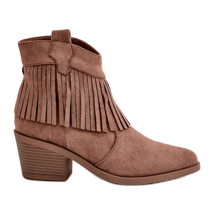 Women's Eco-Elendian brown boots with fringes s.barski HY42-127 beige