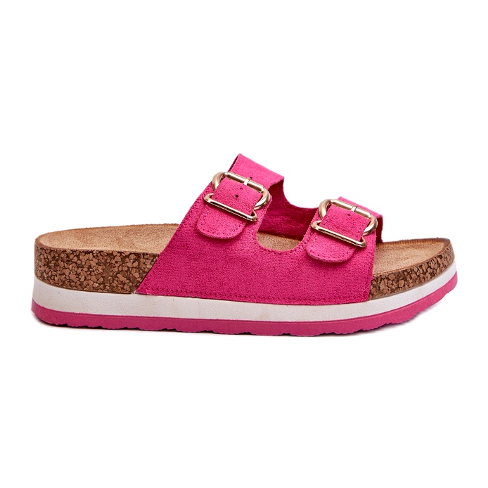 Evento Women's flip flops on platform with eco-meat buckles fuchsia pink Evento Women's flip flops on platform with eco-meat buckles fuchsia pink