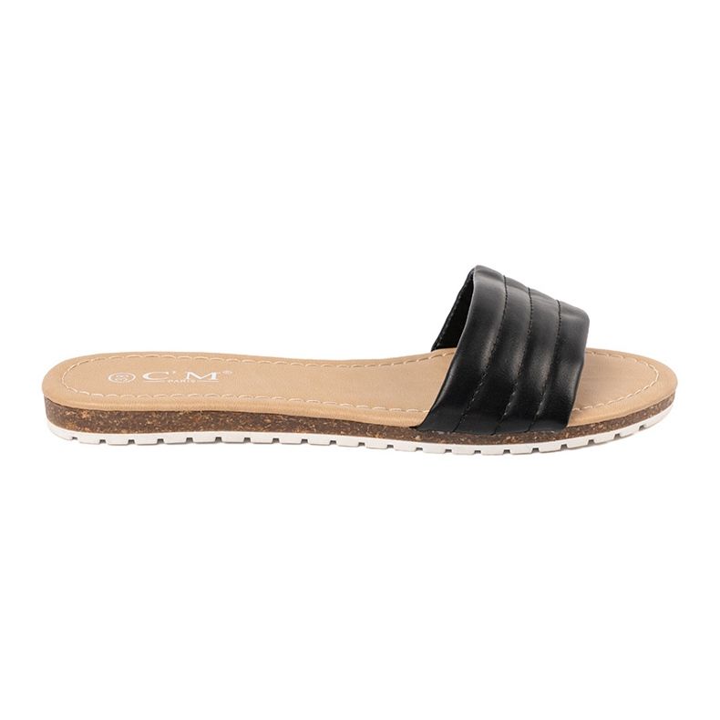 Shelvt Classic women's black flip flops on a flat sole Shelvt Classic women's black flip flops on a flat sole