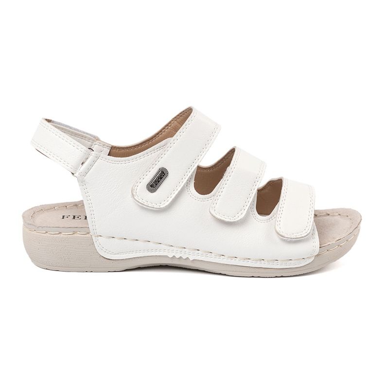 Shelvt White Velcro sandals with a profiled insert