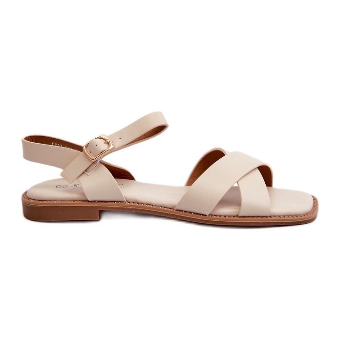 S.Barski Flat women's sandals with eco-leather S. Barski KV27-003 beige S.Barski Flat women's sandals with eco-leather S. Barski KV27-003 beige