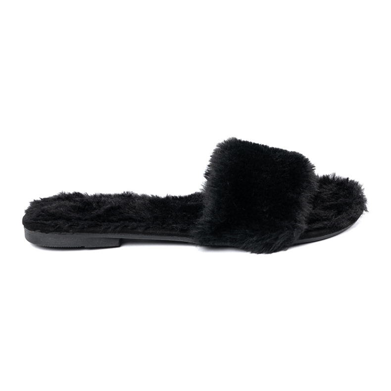 Seastar Black flip flops with soft fur