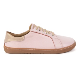 Olivier Aura: Women's pink barefoot leather sneakers Fashionable minimalist shoes, zero drop