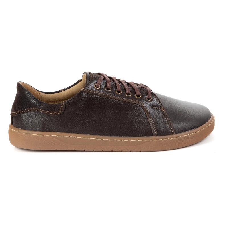Olivier Aura: Brown women's minimalist leather shoes Barefoot sneakers with zero drop