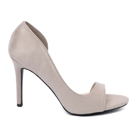 Goodin Suede sandals on a light gray high heel Goodin Suede sandals on a light gray high heel