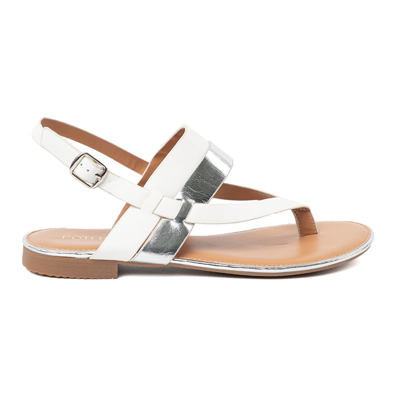 Shelvt White and silver sandals with a wide belt multicolored Shelvt White and silver sandals with a wide belt multicolored