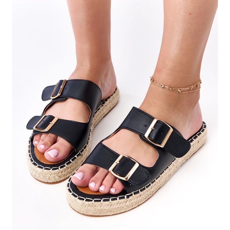 Black espadrilles with Kasina buckles
