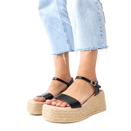 Black espadrilles sandals on the Solora platform