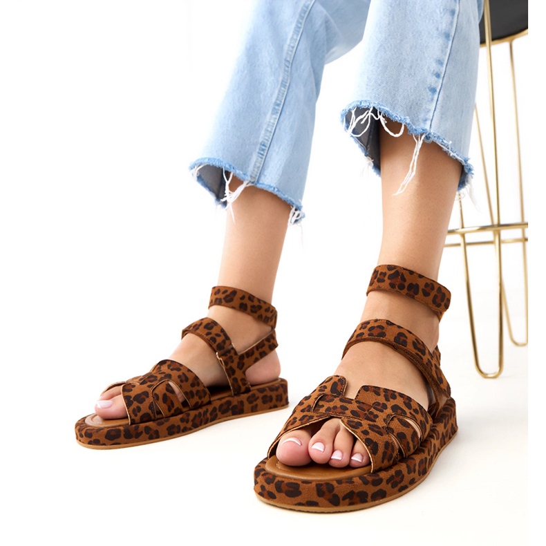 Maimuna panther sandals fastened with ankle multicolored