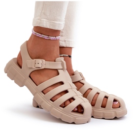 Marquiiz Women's Foam Roman Sandals Beige Gasaria
